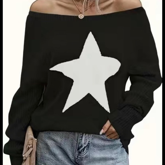 🌹🍭NWT🍭🌹TRENDY AND FUN STAR PULLOVER SWEATER🌹🍭COMES IN BLACK AND GREY🍭🌹 - Picture 3 of 14